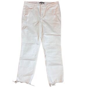 Wit & Wisdom White Distressed Ankle Skinny Jeans Raw Hem Size 12